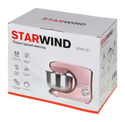 Миксер планетарный Starwind SPM5182 1000Вт розовый от магазина Лидер